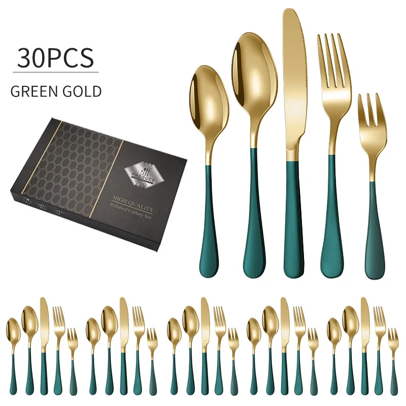 Luxury High Quality Tableware Cutlery Travel Set Spoon Fork Knife 30 Pcs Stainless Steel Cutlery Set with Box Flatware
Luxury High Quality Tableware Cutlery Travel Set Spoon Fork Knife 30 Pcs Stainless Steel Cutlery Set with Box Flatware