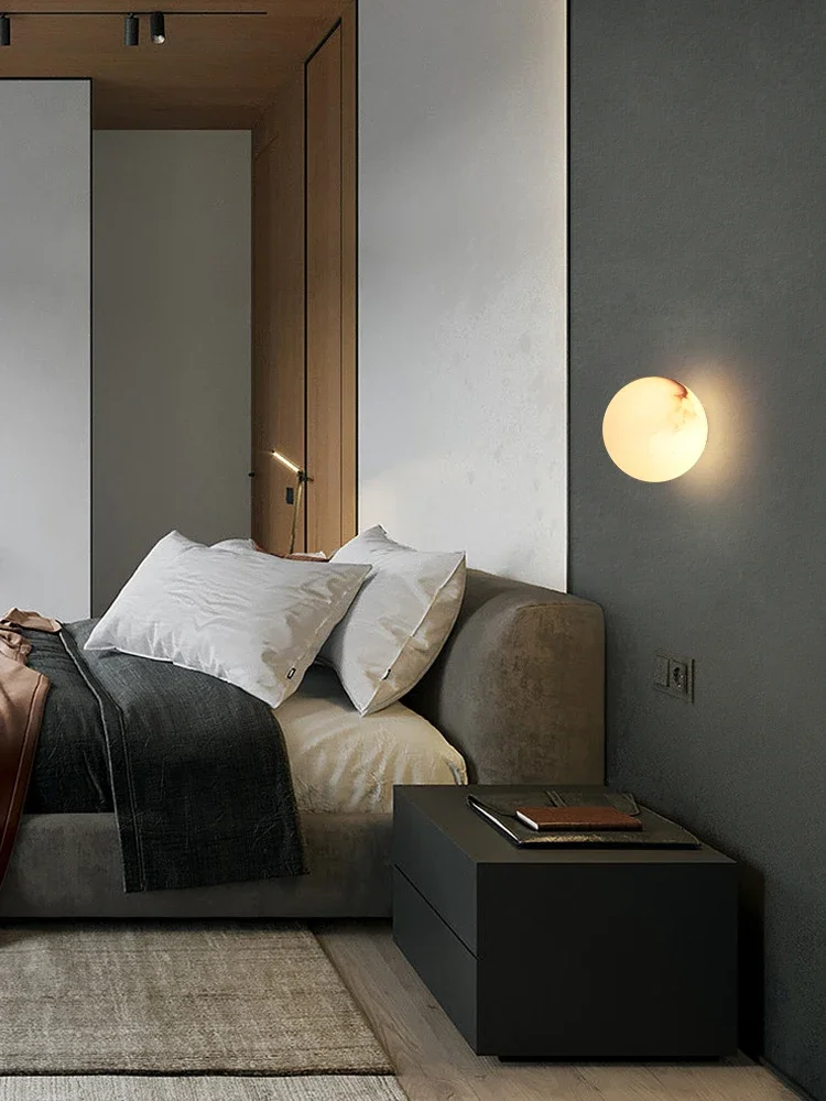 Natural marble circular wall lamp, Nordic minimalist style bedroom bedside living room brass wall lamp GN420TB
Natural marble circular wall lamp, Nordic minimalist style bedroom bedside living room brass wall lamp GN420TB