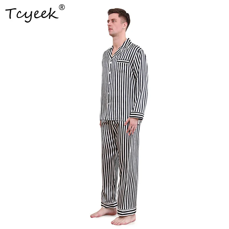 Tcyeek 19 мм 100% шелковый полосатый пижамный комплект, мужские повседневные брюки с длинными рукавами, свободные удобные мягкие пижамы 2024, весна S41118QC
Tcyeek 19 мм 100% шелковый полосатый пижамный комплект, мужские повседневные брюки с длинными рукавами, свободные удобные мягкие пижамы 2024, весна S41118QC