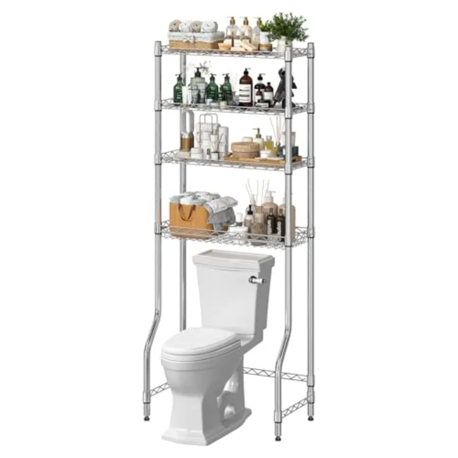 4-Tier Over The Toilet Storage, Metal Bathroom Shelf with Adjustable Shelves and Basket, Space-Saving Above Toilet Organizer, C
4-Tier Over The Toilet Storage, Metal Bathroom Shelf with Adjustable Shelves and Basket, Space-Saving Above Toilet Organizer, C