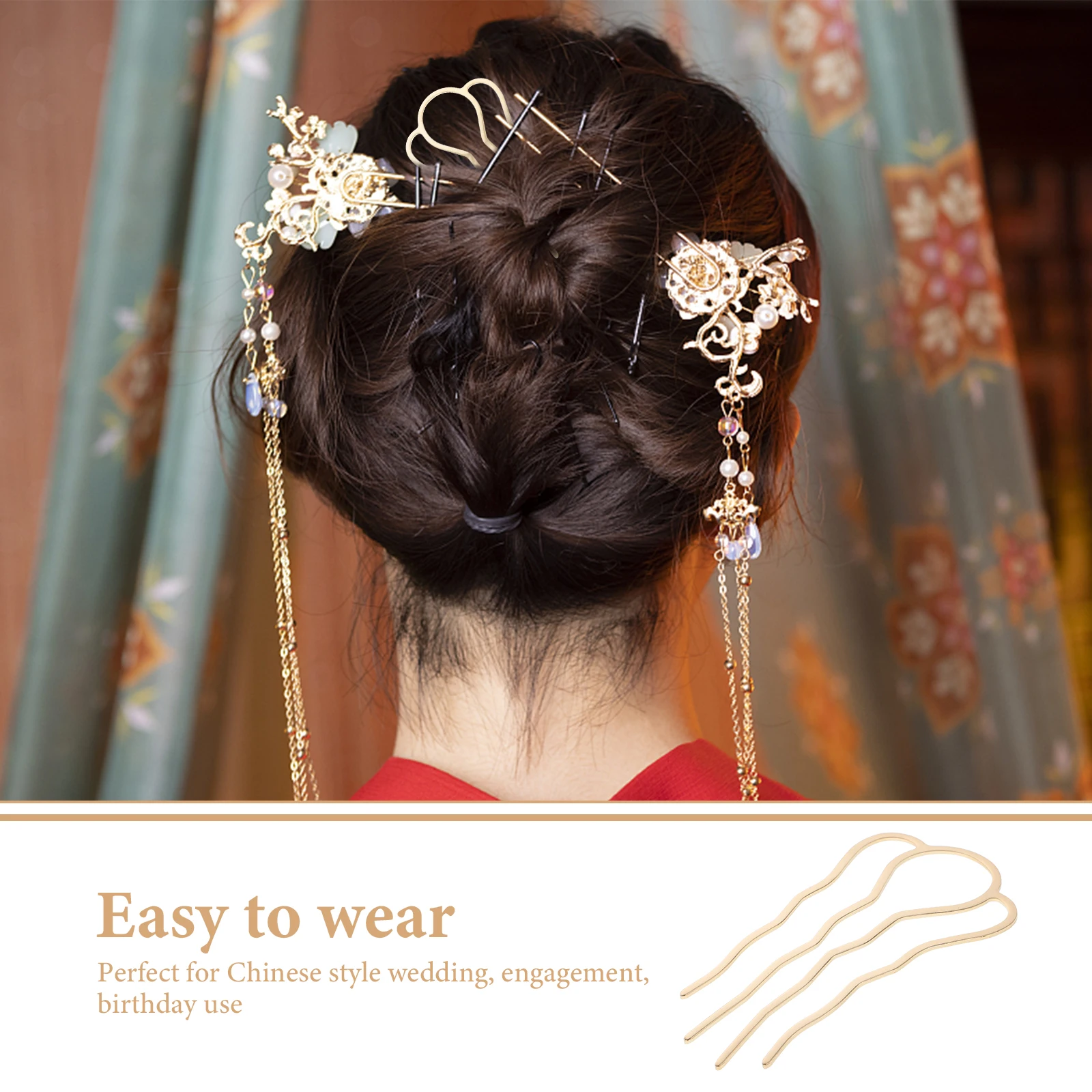 6pcs Metal Hairpin DIY Supplies for Han Clothes Headdress Ancient Clips Durable Material Wedding Engagement Birthday
6pcs Metal Hairpin DIY Supplies for Han Clothes Headdress Ancient Clips Durable Material Wedding Engagement Birthday
