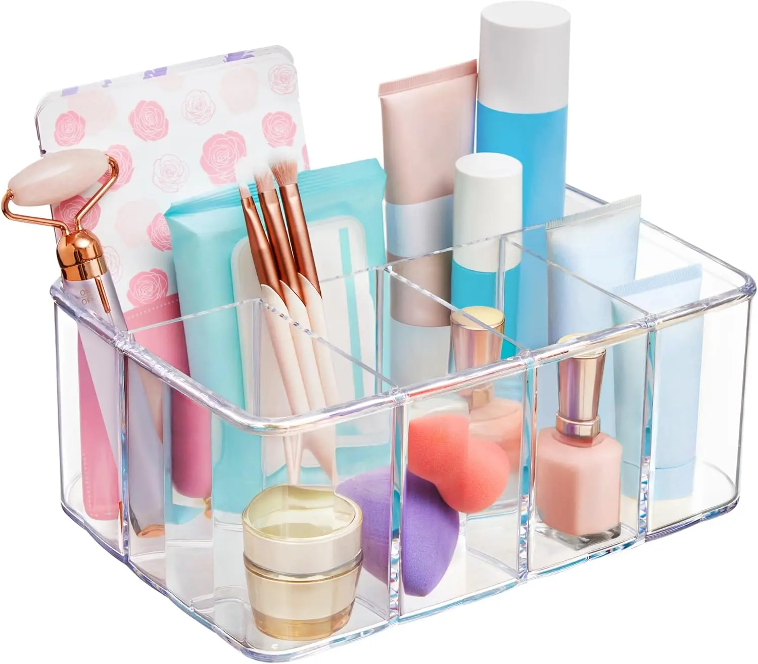 5-Compartment Clear Plastic Organizer | Rectangular Divided Makeup and Vanity Storage Bin and Office Desk Caddy | Scalloped Wall Design | Made in USA
5-Compartment Clear Plastic Organizer | Rectangular Divided Makeup and Vanity Storage Bin and Office Desk Caddy | Scalloped Wall Design | Made in USA