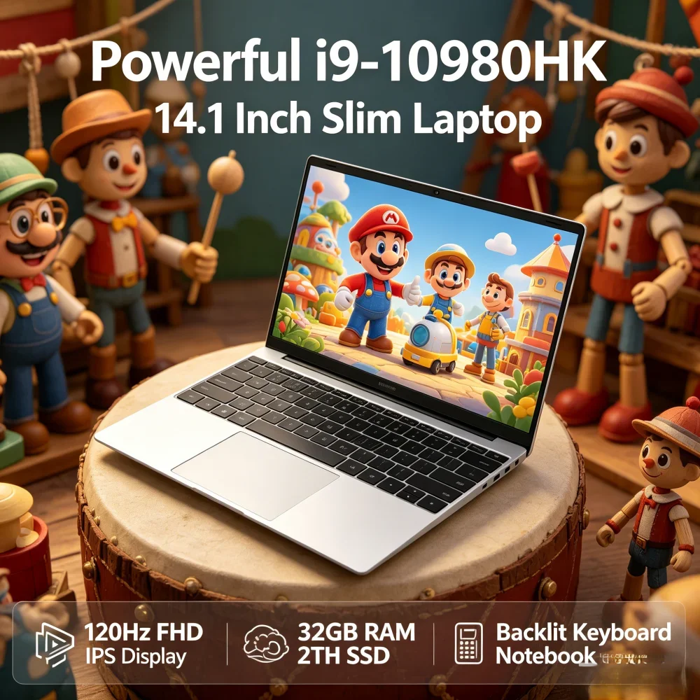 Powerful i9-10980HK 14.1 Inch Slim Laptop 120Hz FHD IPS Display 32GB RAM 2TB SSD Backlit Keyboard Notebook
Powerful i9-10980HK 14.1 Inch Slim Laptop 120Hz FHD IPS Display 32GB RAM 2TB SSD Backlit Keyboard Notebook