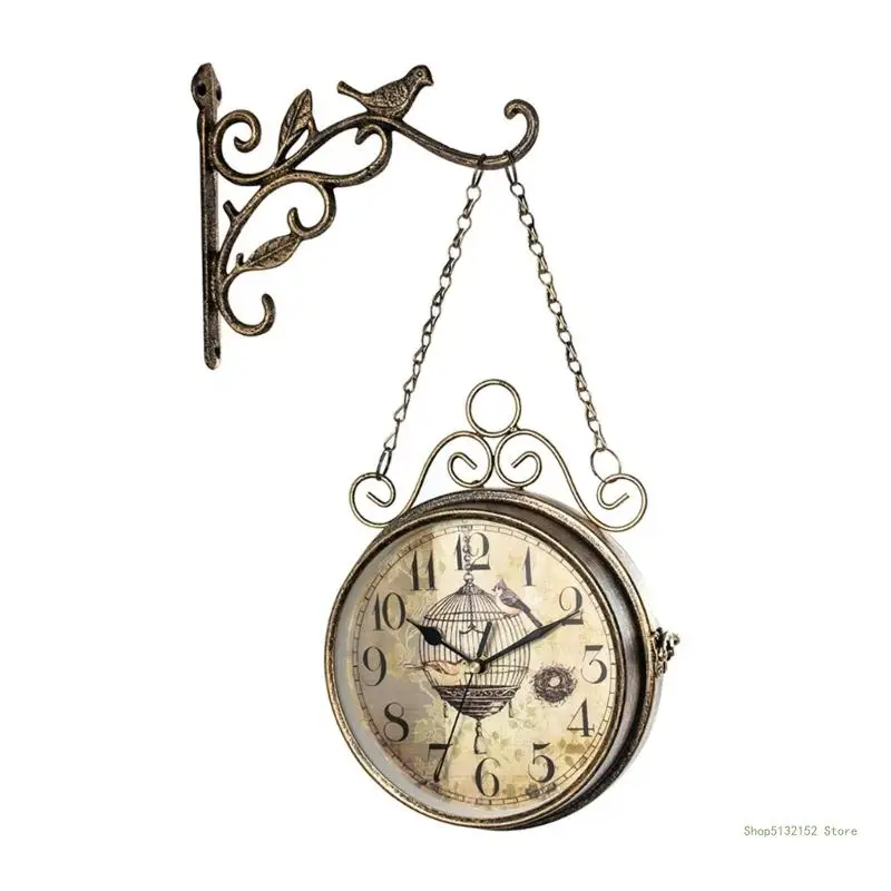 QX2E Vintage Double Side Silent Wall Clock Metal Festival Holiday Party Decoration
QX2E Vintage Double Side Silent Wall Clock Metal Festival Holiday Party Decoration