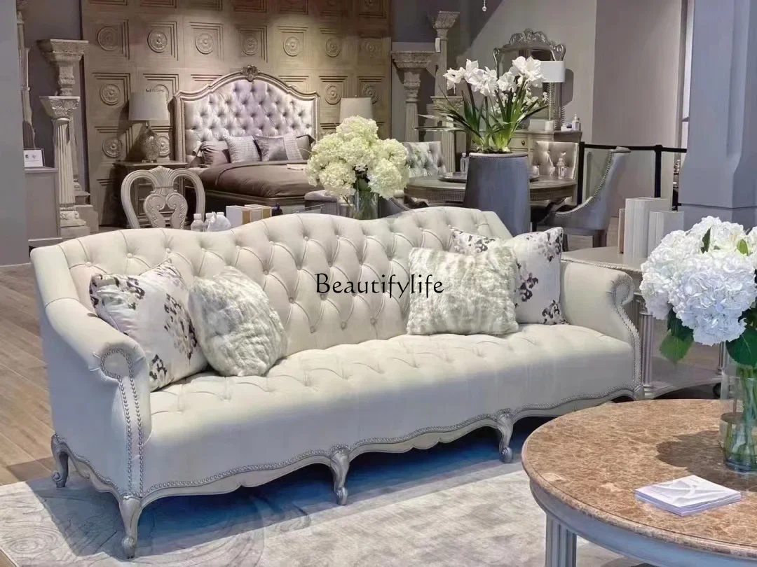 *American sofa combination French retro solid wood carving flower living room three people sofa
*American sofa combination French retro solid wood carving flower living room three people sofa
