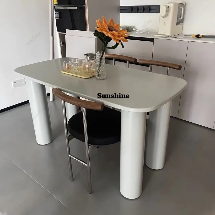 Cream solid wood rectangular dining table, modern simple lacquered dining tableTJ
Cream solid wood rectangular dining table, modern simple lacquered dining tableTJ