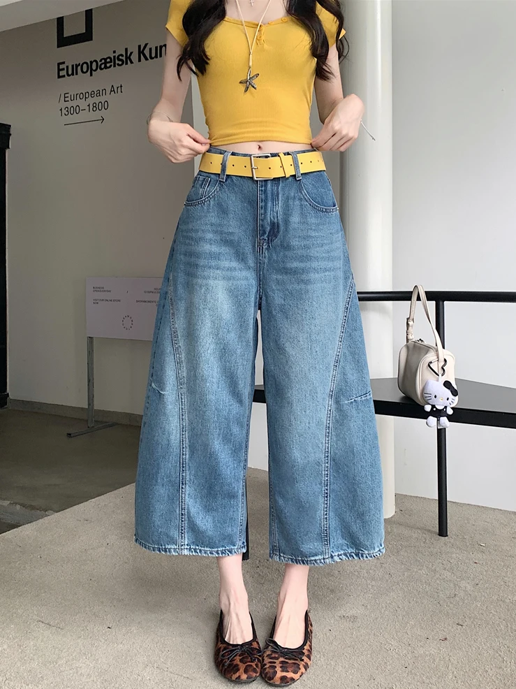 American Style High Waist Straight Leg Blue Jeans Women's Summer Versatile Wide Leg Pants High Waist Washed Denim Skinnies
American Style High Waist Straight Leg Blue Jeans Women's Summer Versatile Wide Leg Pants High Waist Washed Denim Skinnies