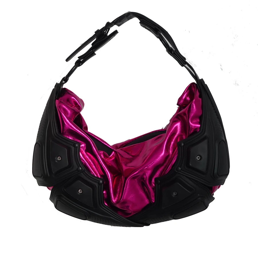 2025 New Elegant Women Hotpink Metallic Hobo Ruffle Motocycle Handbag Purse Gorgeous Totes For Women 
2025 New Elegant Women Hotpink Metallic Hobo Ruffle Motocycle Handbag Purse Gorgeous Totes For Women