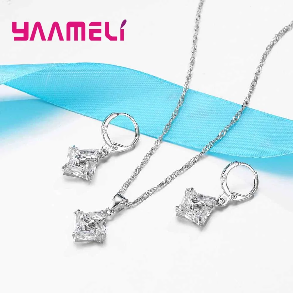 Hot Sale Solid Cubic Zircons Women Wedding Genuine 925 Sterling Silver Jewelry Sets Necklace Drop Earring Female Birthday Gifts
Hot Sale Solid Cubic Zircons Women Wedding Genuine 925 Sterling Silver Jewelry Sets Necklace Drop Earring Female Birthday Gifts