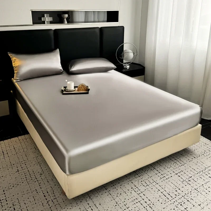 Gray Satin Silk Fitted Bed Sheet Smooth Soft Full Surrounding Bed Covers for Summer Queen Ice Cooling Mattress Cover Bed Sheets
Gray Satin Silk Fitted Bed Sheet Smooth Soft Full Surrounding Bed Covers for Summer Queen Ice Cooling Mattress Cover Bed Sheets