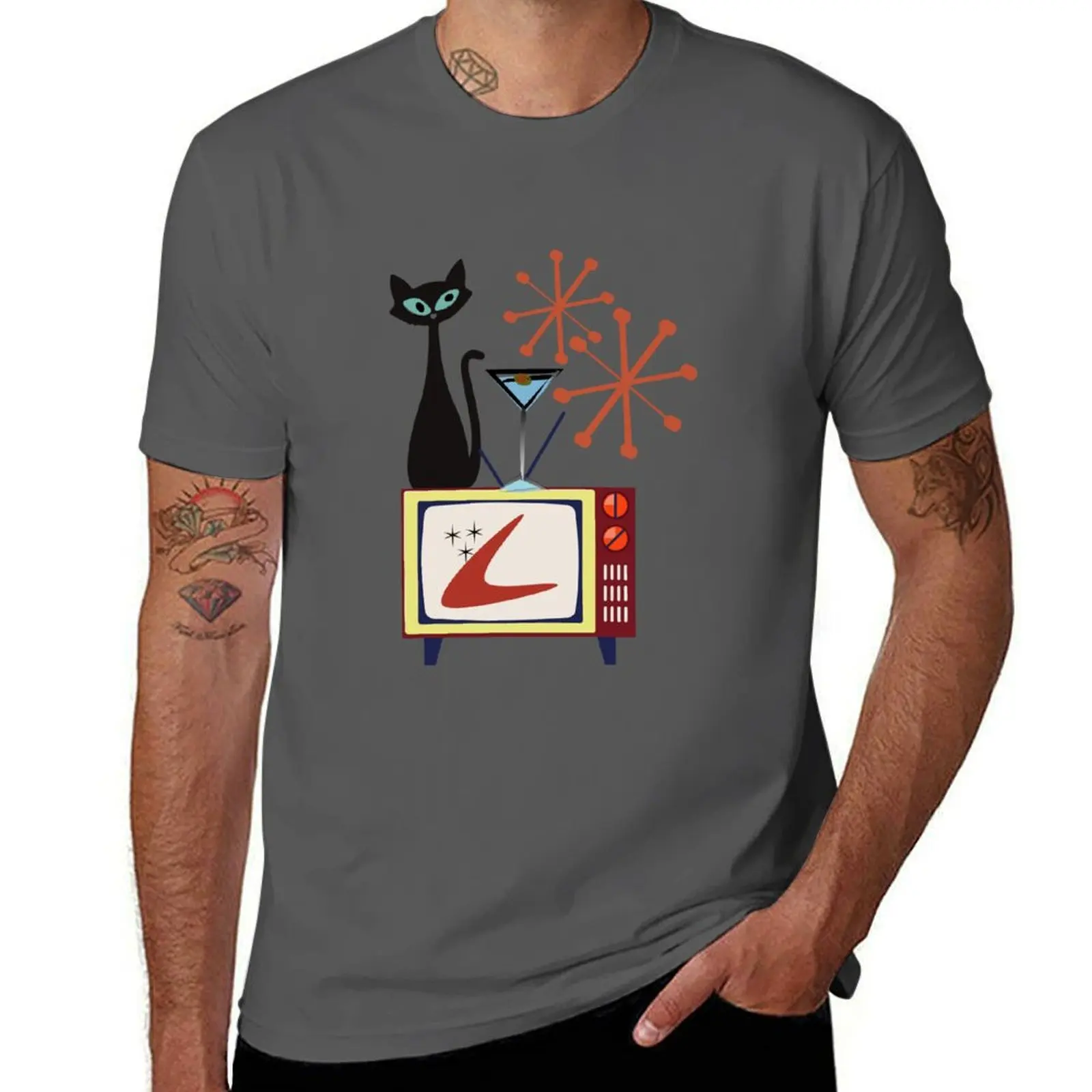 Retro Kitty Sitting on a Vintage Telly with his Cocktail T-Shirt vintage boys animal print cotton t shirt men
Retro Kitty Sitting on a Vintage Telly with his Cocktail T-Shirt vintage boys animal print cotton t shirt men