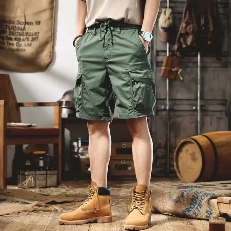 Мужские короткие брюки-бермуды с завязками на половину нескольких карманов, мужские шорты-карго с длинной эластичной резинкой на талии, хлопковая дизайнерская одежда Y2k 
Мужские короткие брюки-бермуды с завязками на половину нескольких карманов, мужские шорты-карго с длинной эластичной резинкой на талии, хлопковая дизайнерская одежда Y2k