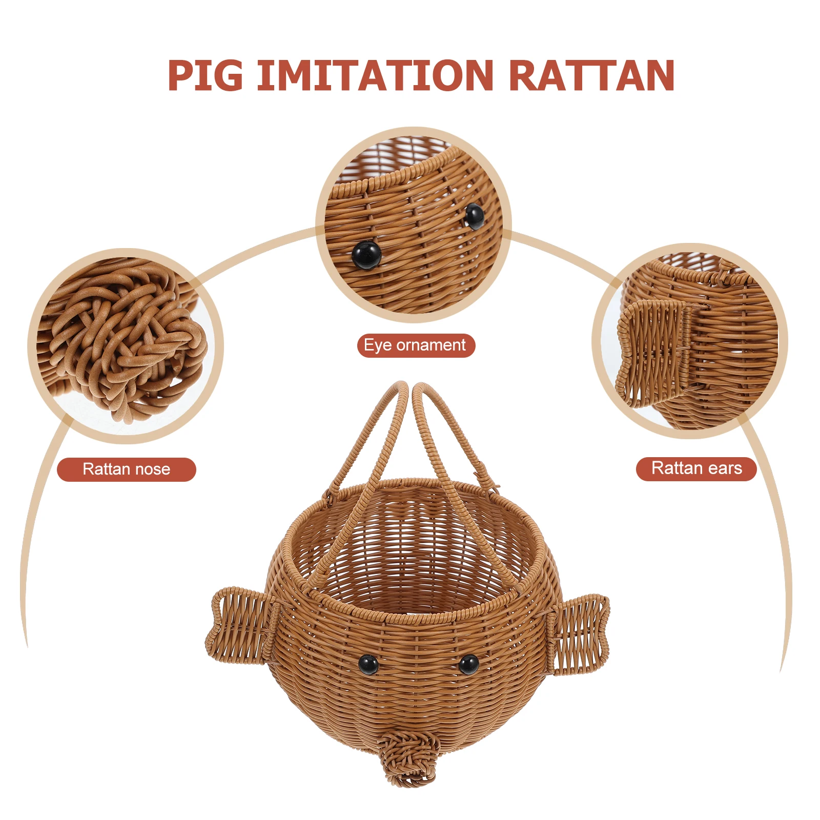 Cute Pig Shaped Woven Picnic Basket Lightweight PP Material Multifunctional Storage Decorative Fruit Holder Rattan Style
Cute Pig Shaped Woven Picnic Basket Lightweight PP Material Multifunctional Storage Decorative Fruit Holder Rattan Style
