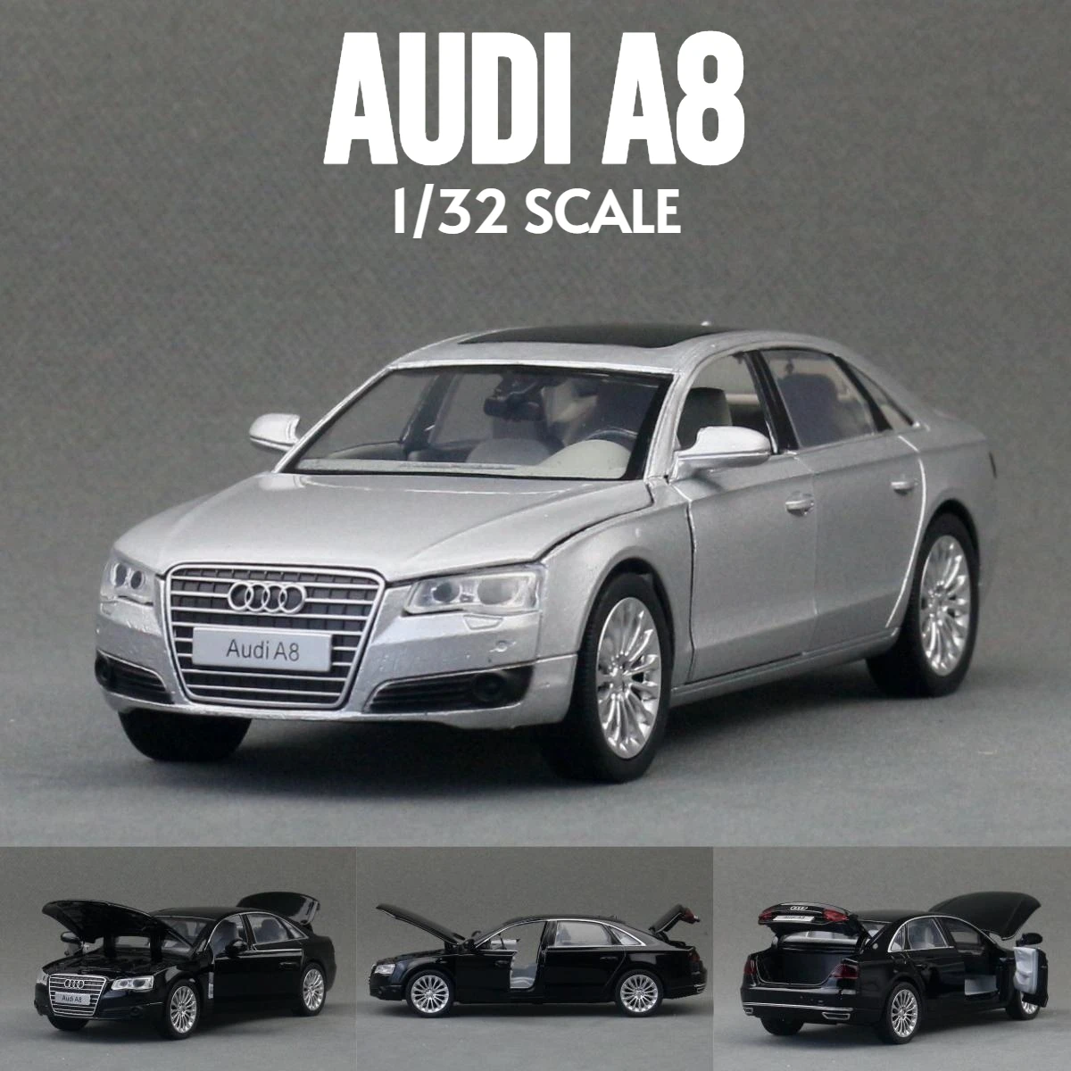 1/32 Audi A8 Sedan Miniature Diecast Alloy Toy Car Vehicle Model Pull Back Sound & Light Collection Gift for Children Boy Kid
1/32 Audi A8 Sedan Miniature Diecast Alloy Toy Car Vehicle Model Pull Back Sound & Light Collection Gift for Children Boy Kid