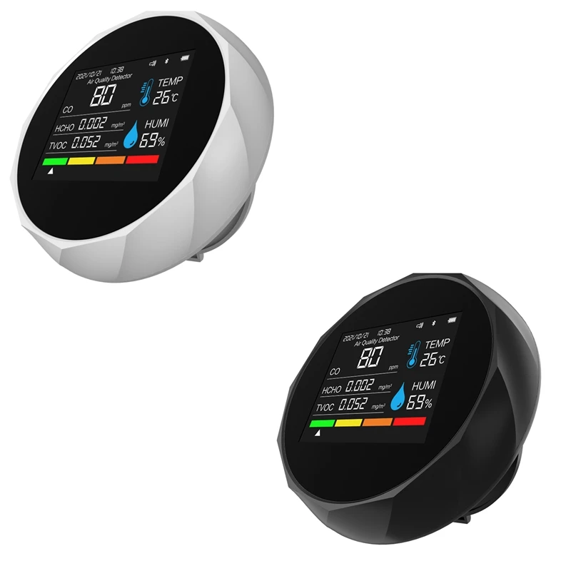 Беспроводной детектор качества воздуха 5 в 1 TVOC CO HCHO, детектор температуры и влажности воздуха, монитор качества воздуха на рабочем столе
Беспроводной детектор качества воздуха 5 в 1 TVOC CO HCHO, детектор температуры и влажности воздуха, монитор качества воздуха на рабочем столе