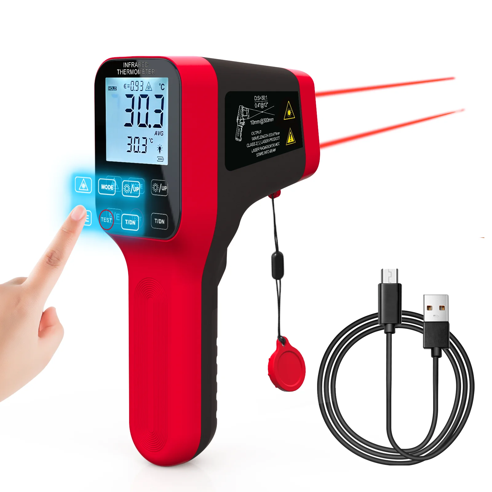 Infrared Thermometer Non Contact Temperature Gun 50 to 1600℃ 30 1 Distance Spot Ratio APP Control for Industrial Kitchen Lab
Infrared Thermometer Non Contact Temperature Gun 50 to 1600℃ 30 1 Distance Spot Ratio APP Control for Industrial Kitchen Lab
