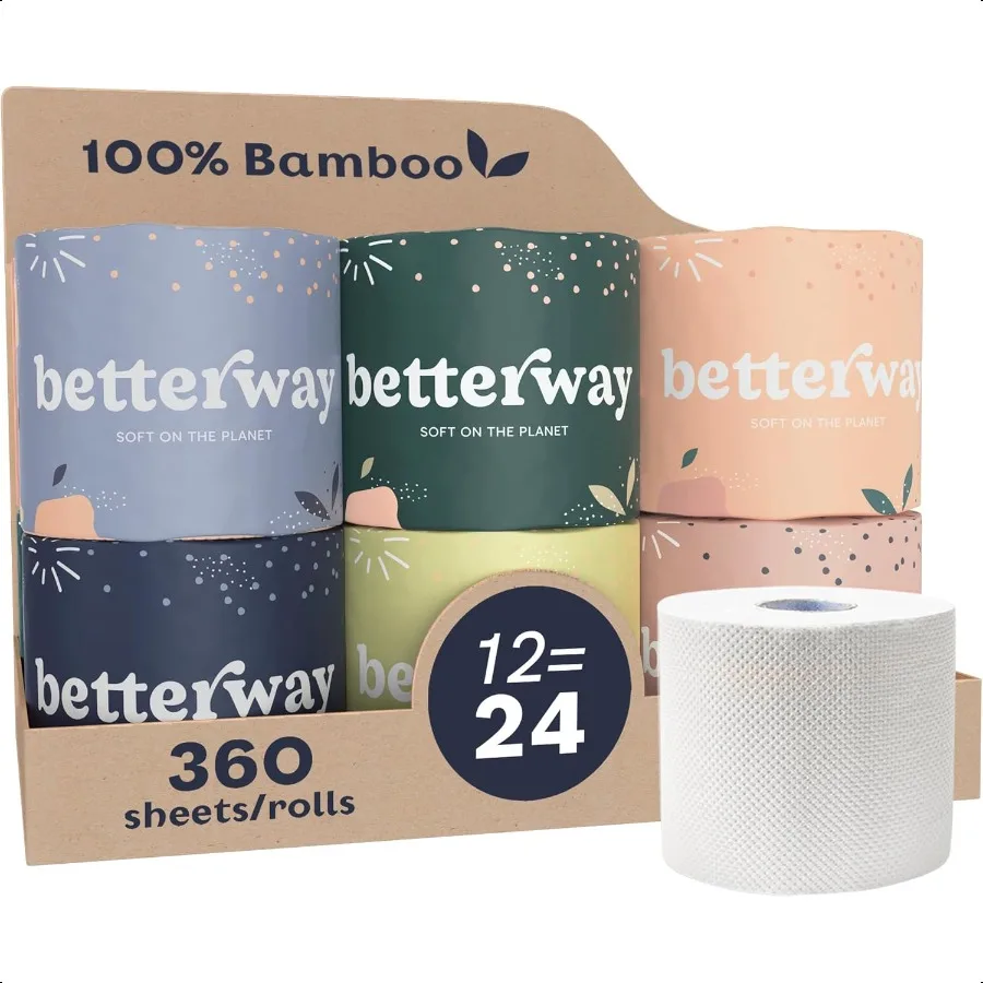 Bamboo Toilet Paper 3 Ply Sustainable Toilet Tissue 12 Longlasting Rolls 360 Sheets Per Roll Septic Safe Organic Plastic Free F
Bamboo Toilet Paper 3 Ply Sustainable Toilet Tissue 12 Longlasting Rolls 360 Sheets Per Roll Septic Safe Organic Plastic Free F