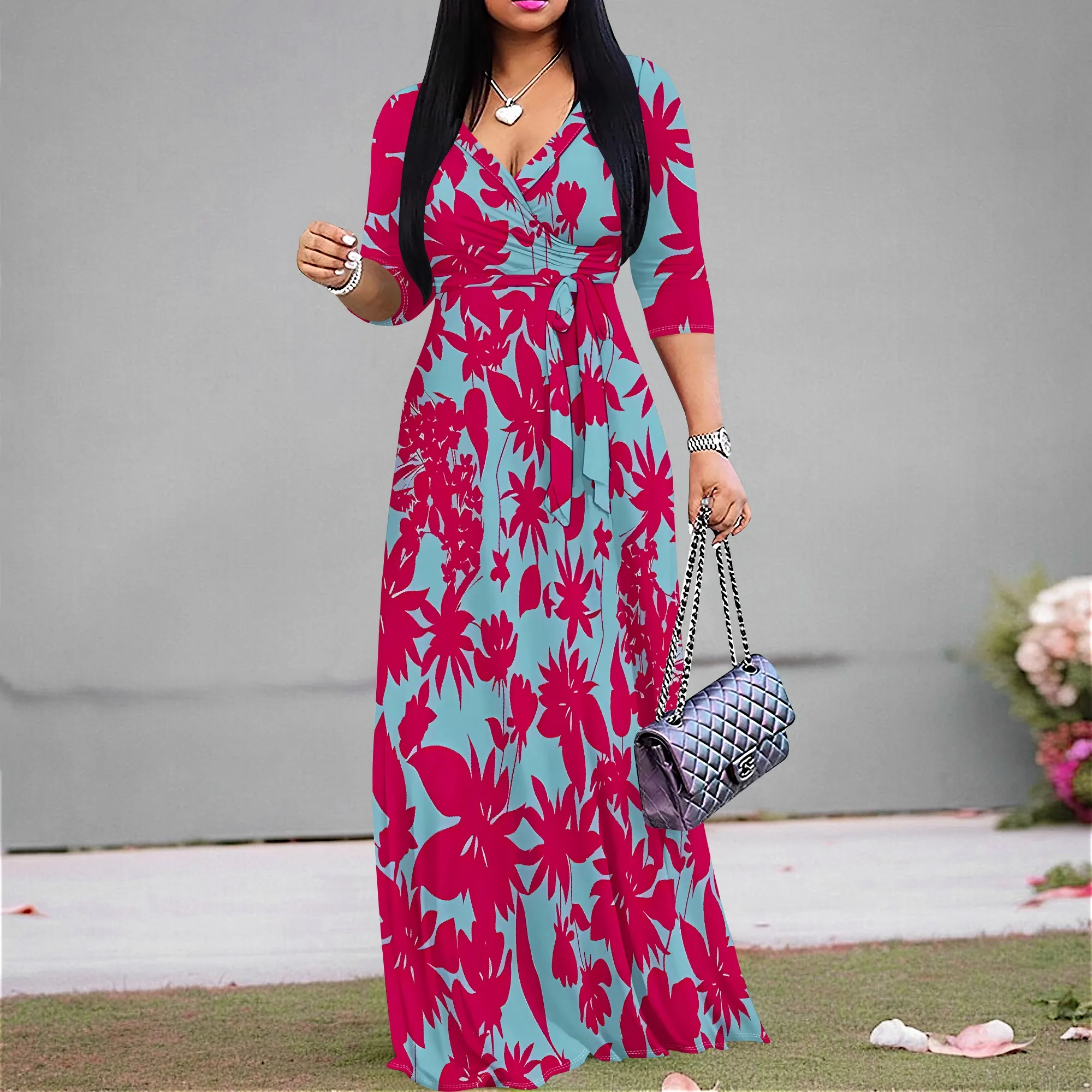 Nupusa Floral Print Dress for Women Standard Size Summer Casual Wrap V Neck 3/4 Sleeve Maxi Dress
Nupusa Floral Print Dress for Women Standard Size Summer Casual Wrap V Neck 3/4 Sleeve Maxi Dress