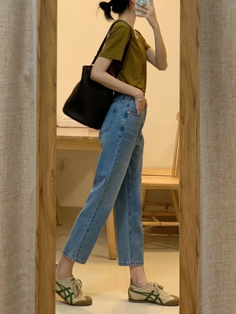 Retro high waisted Jeans Women Summer Thin Slim fit Slimming Straight Pants Design Sense Cropped Pants High Street Fashion Ins
Retro high waisted Jeans Women Summer Thin Slim fit Slimming Straight Pants Design Sense Cropped Pants High Street Fashion Ins