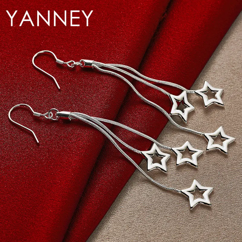 Fashion 85MM 925 Sterling Silver Long Tassel Star Earrings For Women Charm Wedding Party Christmas Jewelry Accessories
Fashion 85MM 925 Sterling Silver Long Tassel Star Earrings For Women Charm Wedding Party Christmas Jewelry Accessories