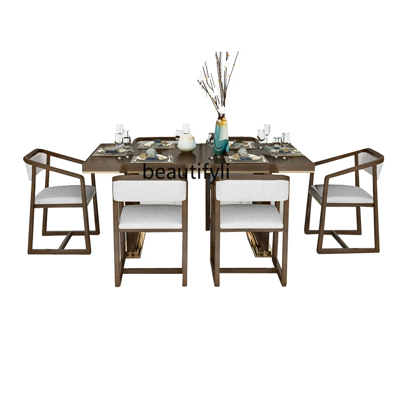 New Chinese Style Solid Wood Dining Tables and Chairs Set Modern Minimalist Rectangular Dining Table Restaurant Home
New Chinese Style Solid Wood Dining Tables and Chairs Set Modern Minimalist Rectangular Dining Table Restaurant Home
