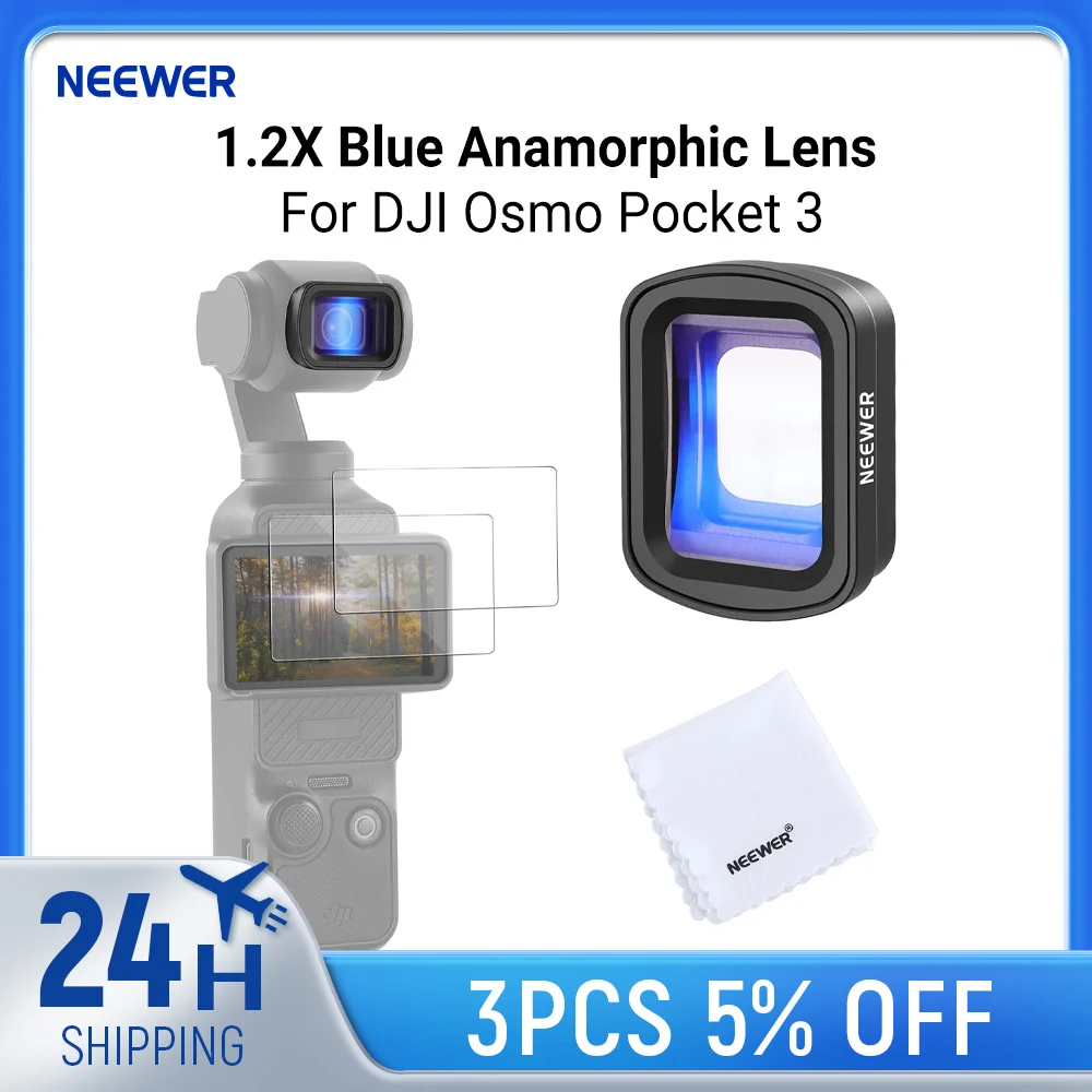 NEEWER 1.2X Blue Anamorphic Lens For DJI Osmo Pocket 3 Creator Accessories, HD Optical Magnetic Widescreen Blue Streak Lens
NEEWER 1.2X Blue Anamorphic Lens For DJI Osmo Pocket 3 Creator Accessories, HD Optical Magnetic Widescreen Blue Streak Lens