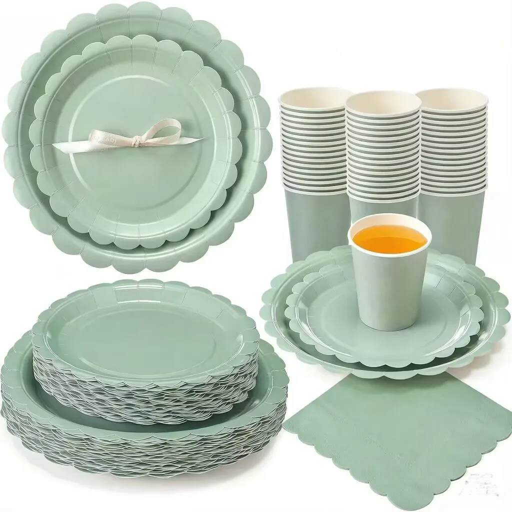 New lace light green disposable tableware, paper cups, plates, meal paper, holiday birthdays, multi theme party tableware
New lace light green disposable tableware, paper cups, plates, meal paper, holiday birthdays, multi theme party tableware