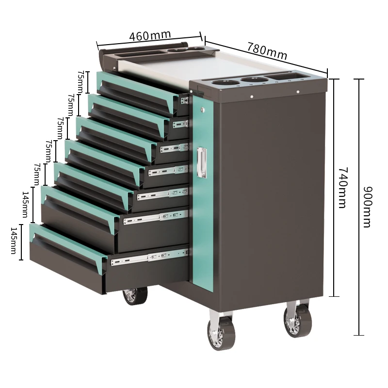 High Quality OEM 7 Drawer Cold-Rolled Steel Tool Cabinet Workshop Garage Tool Trolley With Handle And Wheels
High Quality OEM 7 Drawer Cold-Rolled Steel Tool Cabinet Workshop Garage Tool Trolley With Handle And Wheels