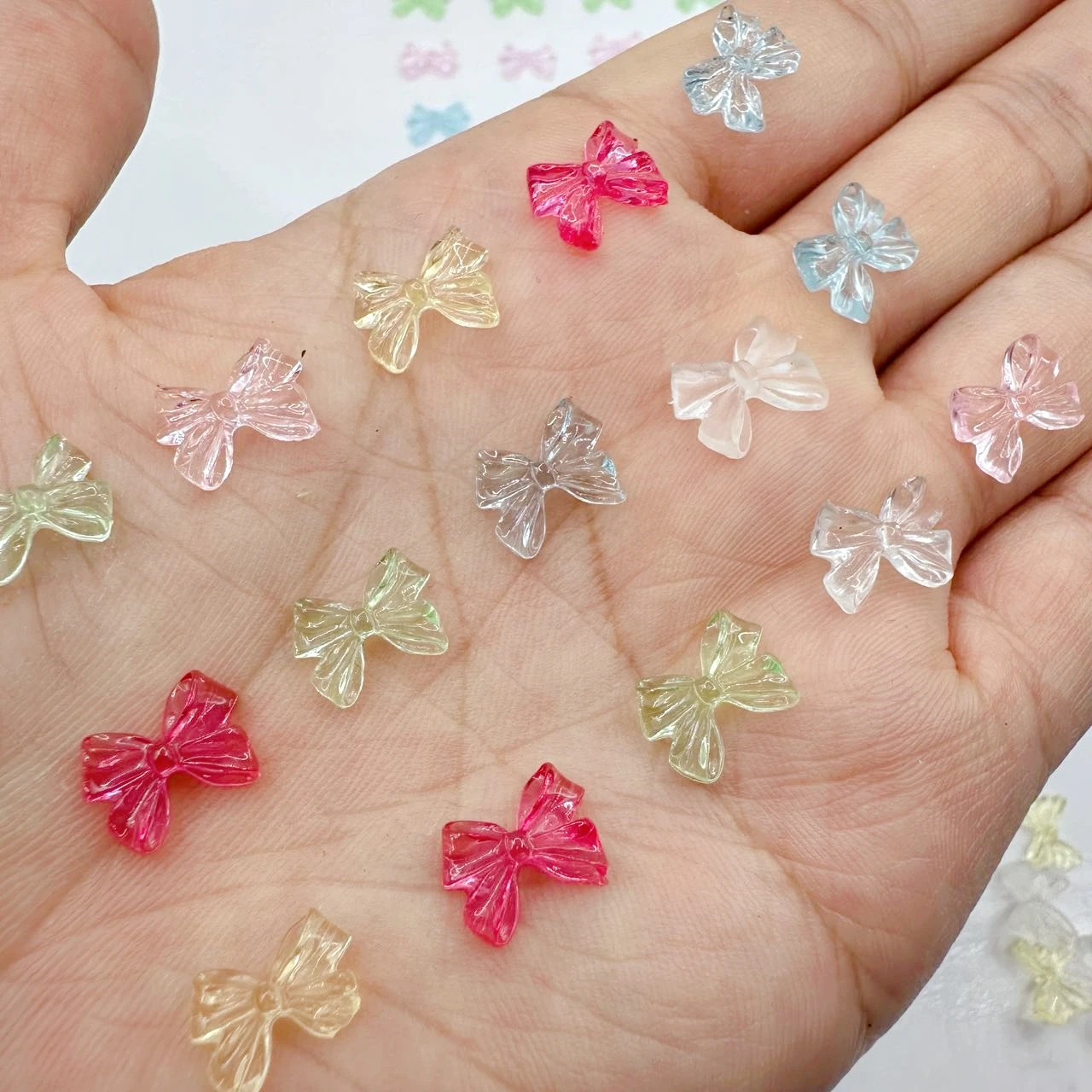 50pcs Cute lce Transparent Bowknot Nail Charms Bulk 3D Summer Parts Cute Bow Tie Gems Nail Art Accessories DlY Nail Decoration
50pcs Cute lce Transparent Bowknot Nail Charms Bulk 3D Summer Parts Cute Bow Tie Gems Nail Art Accessories DlY Nail Decoration