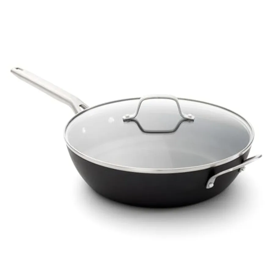 12 Jumbo Frying Pan with Lid in Black Hard-Anodized Nonstick for High-Heat Cooking and Easy Cleanup
12 Jumbo Frying Pan with Lid in Black Hard-Anodized Nonstick for High-Heat Cooking and Easy Cleanup