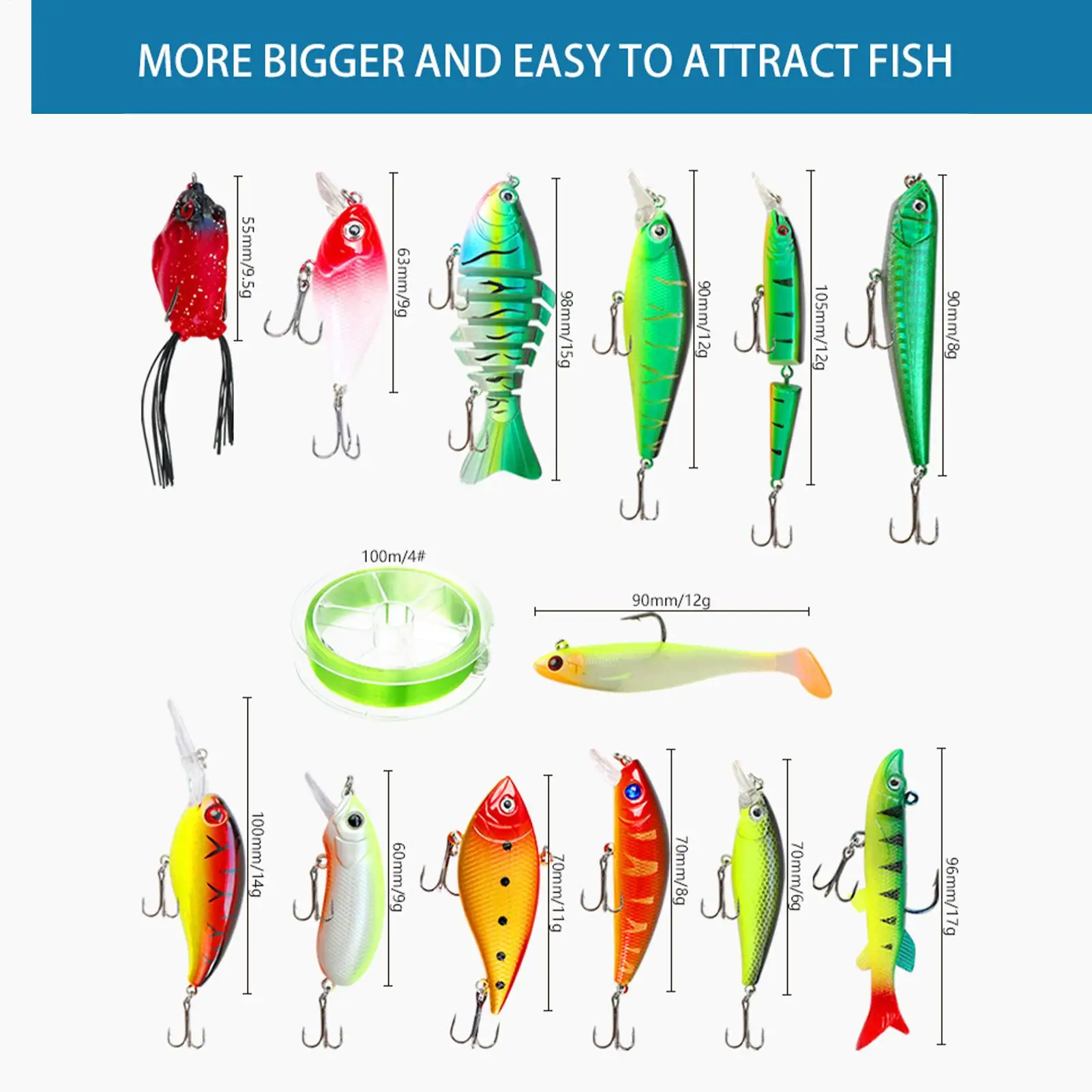 Lure Kit Artificial Trout Lure Fishing Gear Kit For Outdoor Saltwater Freshwater River Lake Pond Vacation Family Night
Lure Kit Artificial Trout Lure Fishing Gear Kit For Outdoor Saltwater Freshwater River Lake Pond Vacation Family Night
