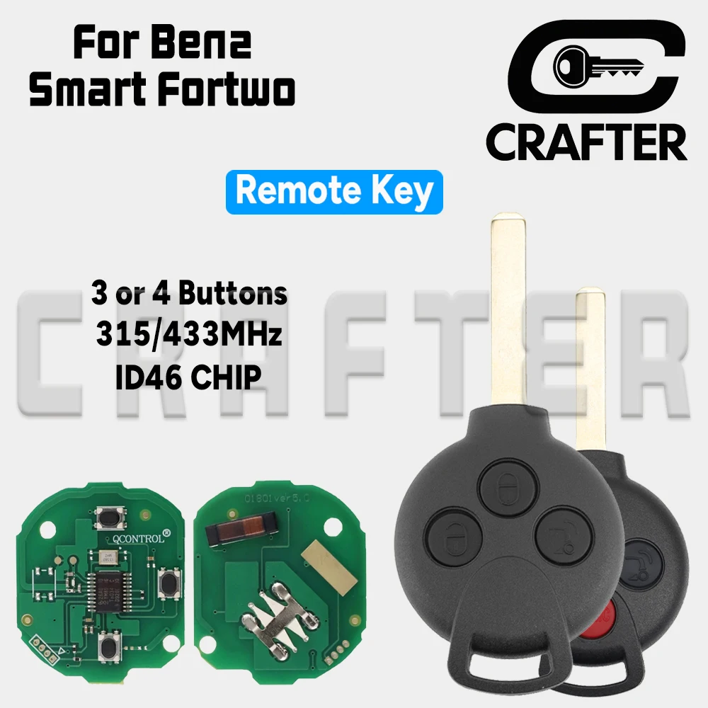 Ключ Crafters, дистанционный автомобильный ключ 315/433 МГц ID 46, чип для Smart Fortwo 2005-2015 Mercedes-Benz Fortwo 451
Ключ Crafters, дистанционный автомобильный ключ 315/433 МГц ID 46, чип для Smart Fortwo 2005-2015 Mercedes-Benz Fortwo 451