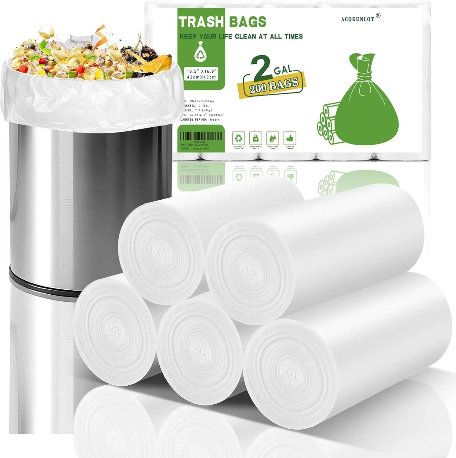 2 Gallon Small Bathroom Trash Bags - Mini Garbage Bags Biodegradable White Trash Can Liners 200 Count Kitchen Office Car
2 Gallon Small Bathroom Trash Bags - Mini Garbage Bags Biodegradable White Trash Can Liners 200 Count Kitchen Office Car