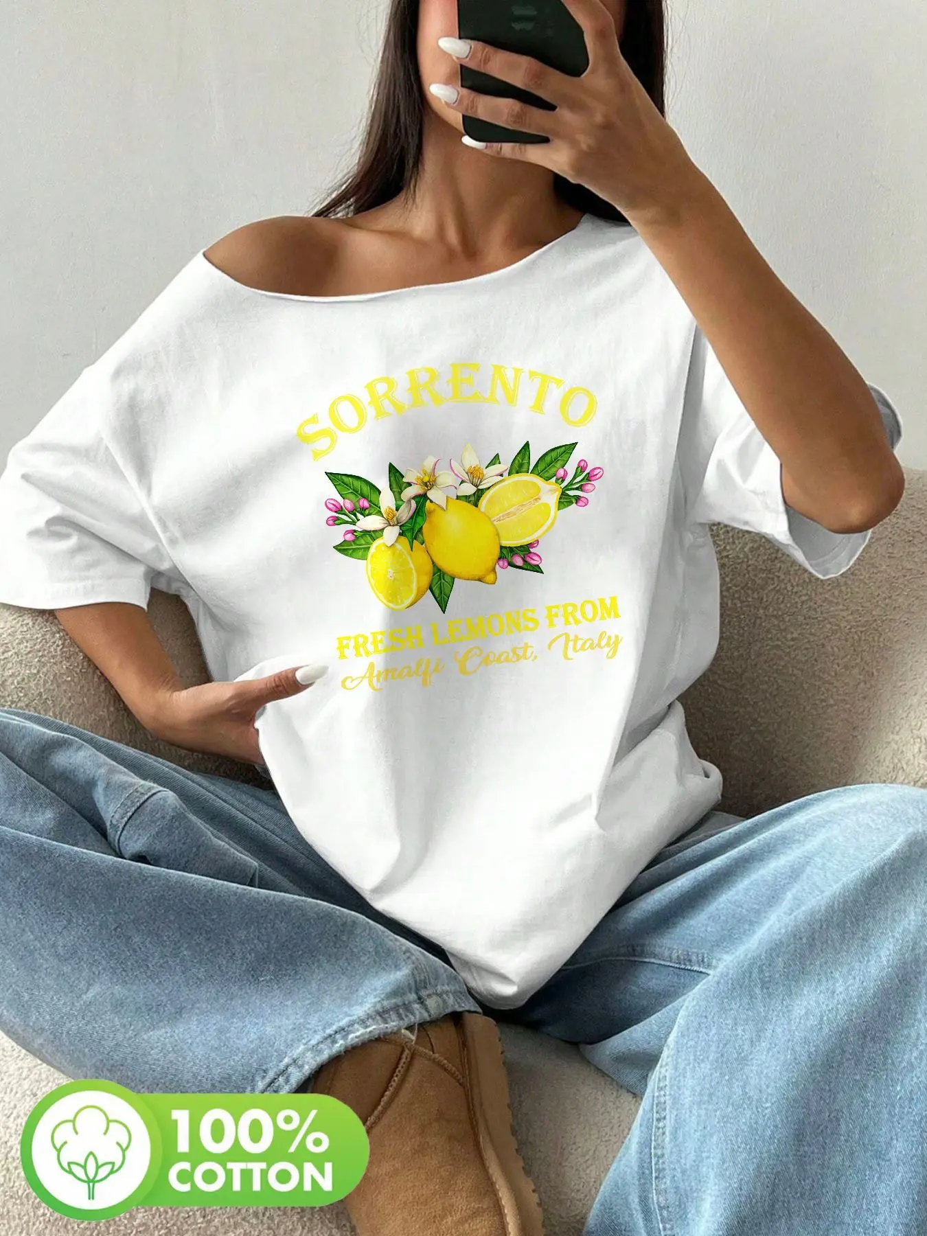 Plus Size 100% Cotton Shoulder Loose Print T-Shirt Oversized Y2K Style Graphic Tees Women Tops Summer Off The Shoulder Top
Plus Size 100% Cotton Shoulder Loose Print T-Shirt Oversized Y2K Style Graphic Tees Women Tops Summer Off The Shoulder Top