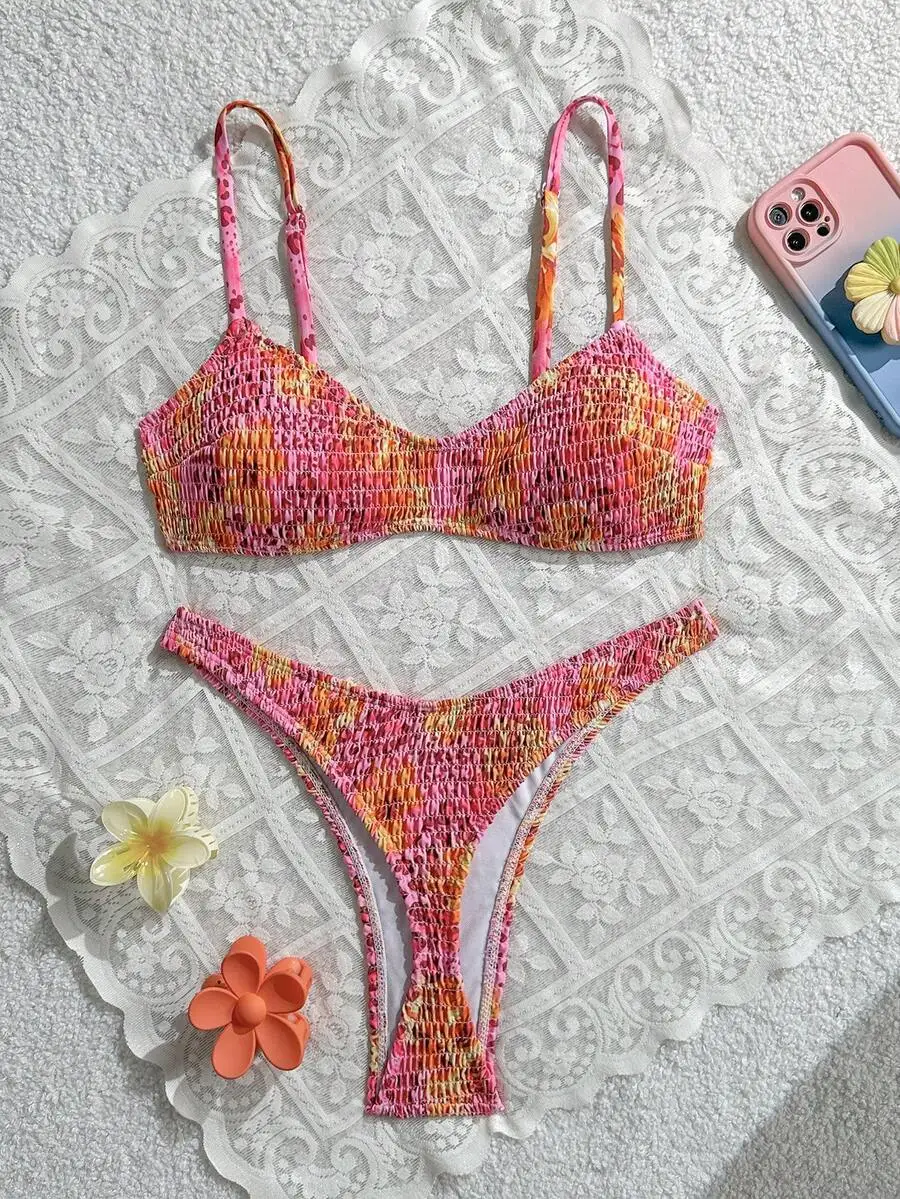 Womens Floral Print Halter Bikini Set Smocked Ruched Beach Swimwear
Womens Floral Print Halter Bikini Set Smocked Ruched Beach Swimwear