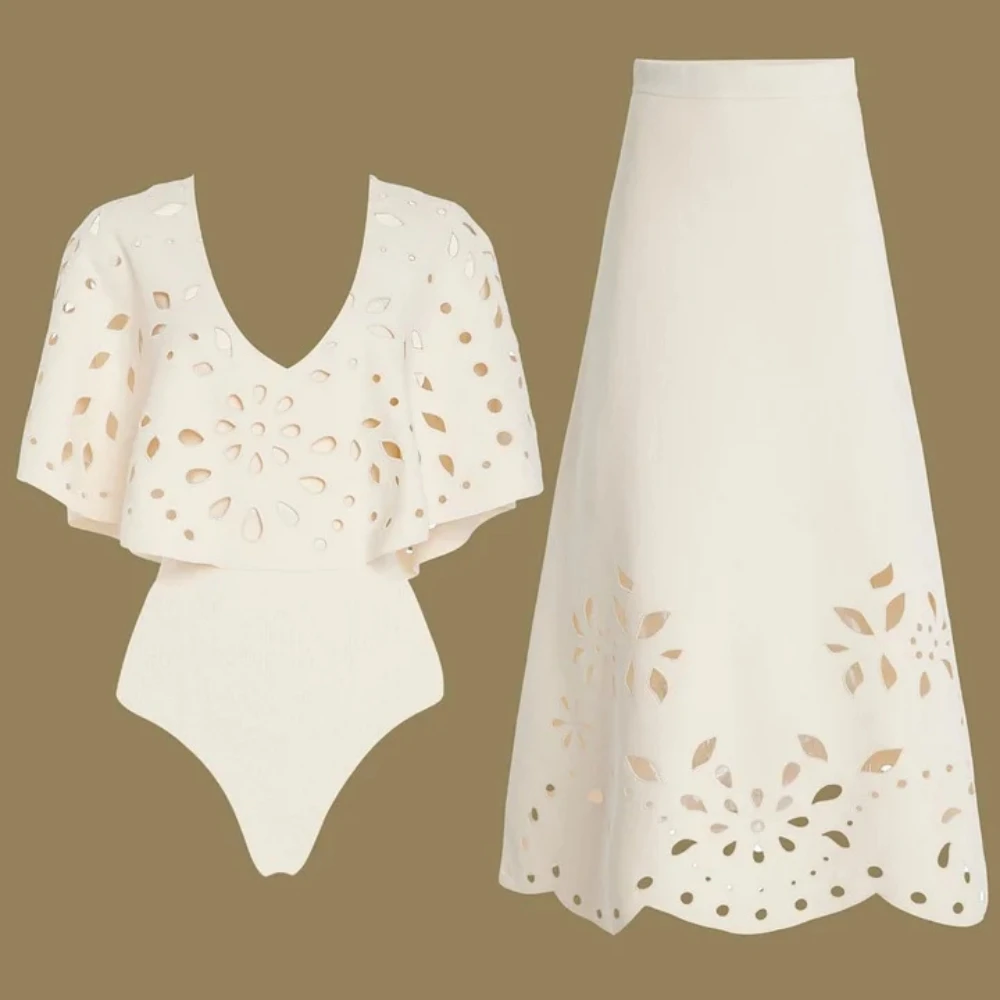 Women's Bikini Bodysuit Swimwear with Skirt Two-piece Set Ruffle Splice Print 2025 Summer Beachwear Holiday Cover up Outfit
Women's Bikini Bodysuit Swimwear with Skirt Two-piece Set Ruffle Splice Print 2025 Summer Beachwear Holiday Cover up Outfit