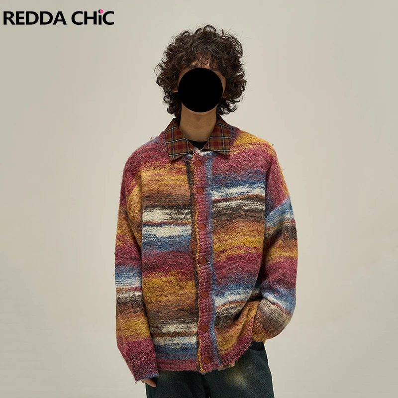 REDDACHIC полосатый кардиган-свитер для мужчин, большие размеры, цветные блоки, свободные пуговицы спереди, длинный рукав, вязаный топ, модная осенняя верхняя одежда
REDDACHIC полосатый кардиган-свитер для мужчин, большие размеры, цветные блоки, свободные пуговицы спереди, длинный рукав, вязаный топ, модная осенняя верхняя одежда