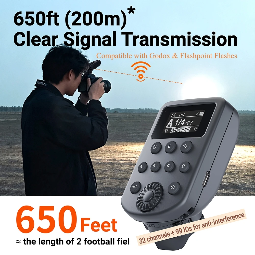 for GODOX/FLASHPOINT Flash Units 650FT Wireless Flash Trigger E7G - Suitable for Single-Contact Cameras, Non-TTL/HSS Version
for GODOX/FLASHPOINT Flash Units 650FT Wireless Flash Trigger E7G - Suitable for Single-Contact Cameras, Non-TTL/HSS Version