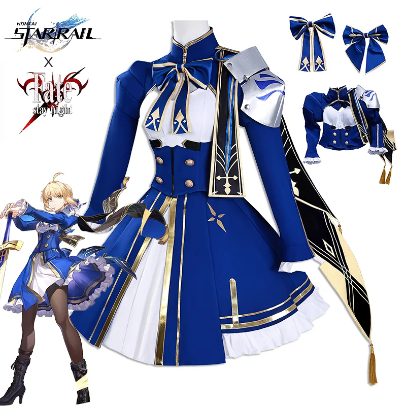 Game Honkai: Star Rail Fate Saber Cosplay Costume Adult Women Skirt Uniform Bow Socks Full Set Accessories Halloween Outfits
Game Honkai: Star Rail Fate Saber Cosplay Costume Adult Women Skirt Uniform Bow Socks Full Set Accessories Halloween Outfits