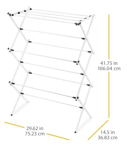 White 3-Tier Portable Folding Laundry Rack For Indoor And Outdoor Use, Compact Space-Saving Design, 29.62 x 14.5 x 41.75 Inches
White 3-Tier Portable Folding Laundry Rack For Indoor And Outdoor Use, Compact Space-Saving Design, 29.62 x 14.5 x 41.75 Inches