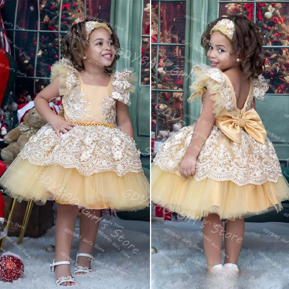 Customized Kids Birthday Dress Yellow Flower Girl Dresses for Wedding Toddlers Beaded Lace Tutu Princess Pageant Gowns Short
Customized Kids Birthday Dress Yellow Flower Girl Dresses for Wedding Toddlers Beaded Lace Tutu Princess Pageant Gowns Short