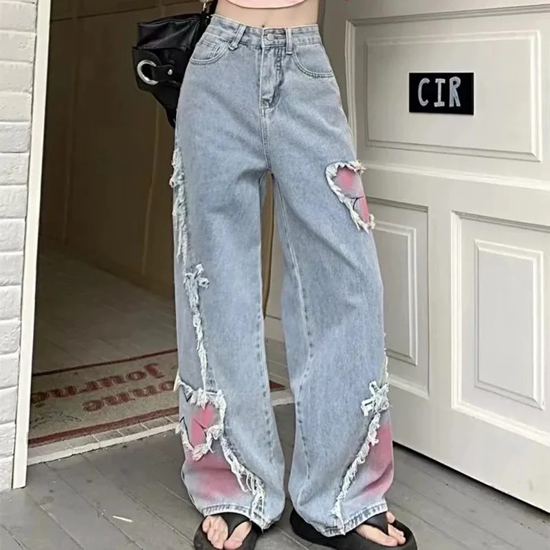 Light Blue Embroidery Washed Long Jeans Women Fashion Summer Tie-Dye Bow Patchwork Jeans Woman Korean Baggy Straight Pants Mujer
Light Blue Embroidery Washed Long Jeans Women Fashion Summer Tie-Dye Bow Patchwork Jeans Woman Korean Baggy Straight Pants Mujer