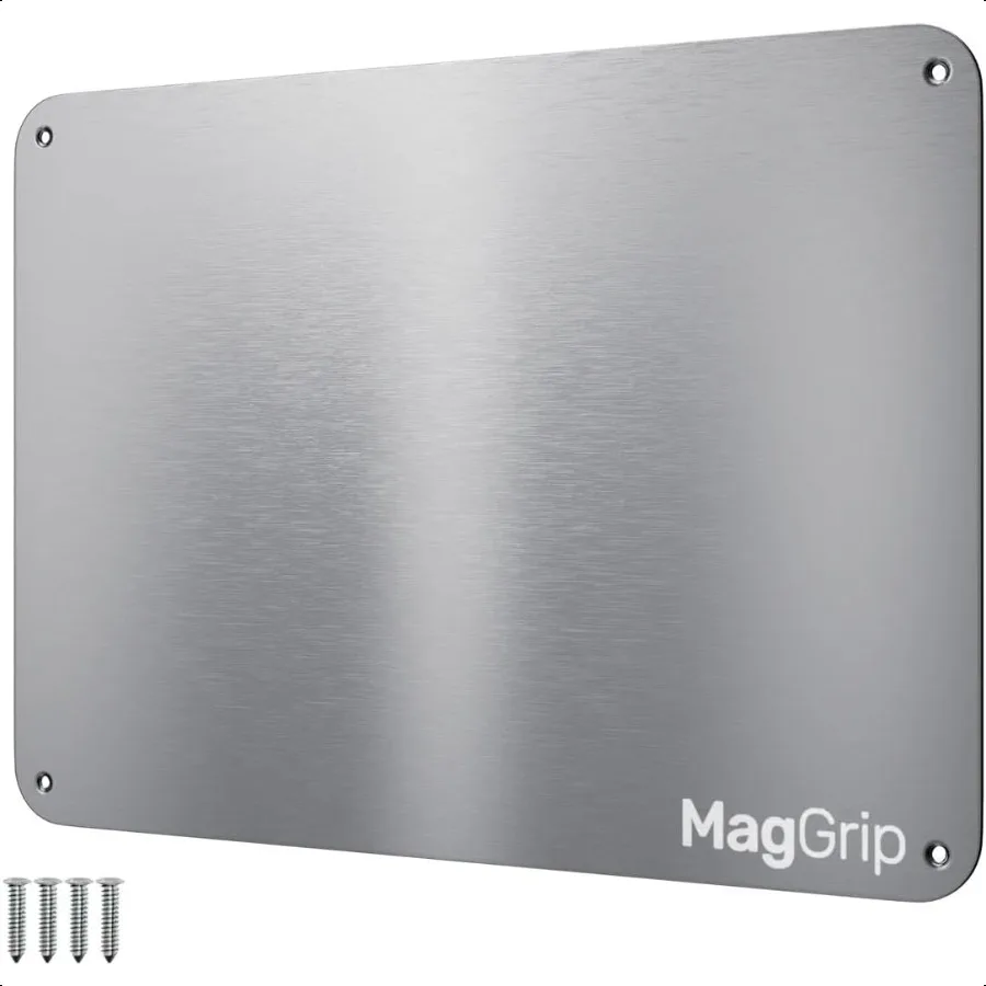 9 inches x 6.5 inches Stainless Steel Plate for Magnets 3M Adhesive Back Mounting Screws Ideal for Magnetic Shelf Spice Holders
9 inches x 6.5 inches Stainless Steel Plate for Magnets 3M Adhesive Back Mounting Screws Ideal for Magnetic Shelf Spice Holders