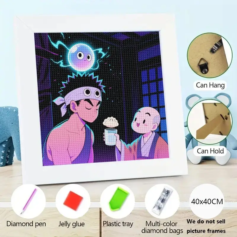 1 шт. DIY 5D Diamond Painting Kit, Full Drill Cute Anime Warrior & Monk со светящимся энергетическим орбом и булочкой на пару, яркая мультяшная стена 
1 шт. DIY 5D Diamond Painting Kit, Full Drill Cute Anime Warrior & Monk со светящимся энергетическим орбом и булочкой на пару, яркая мультяшная стена