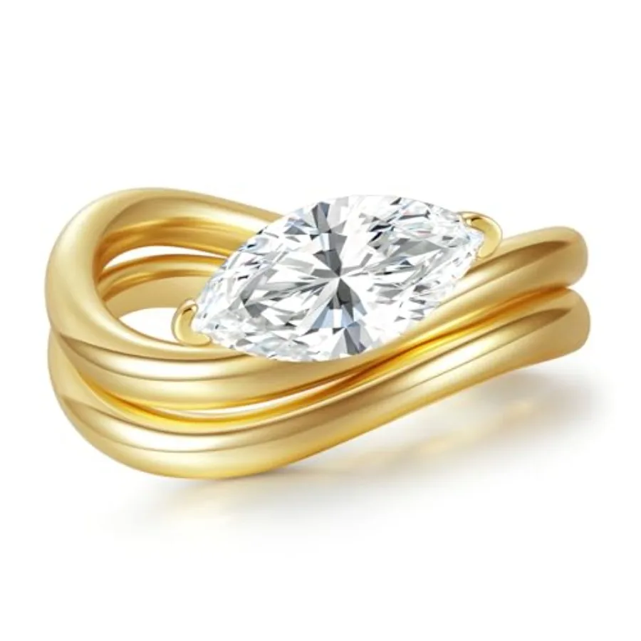 Marquise Moissanite Engagement Ring Set for Women, D Color VVS1 14K/ Plated, Wave Design Wedding Bridal Ring
Marquise Moissanite Engagement Ring Set for Women, D Color VVS1 14K/ Plated, Wave Design Wedding Bridal Ring