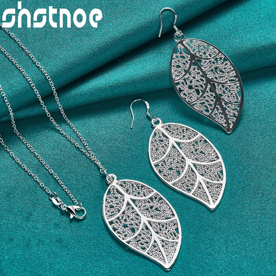 SHSTONE 925 Sterling Silver Jewelry Sets Hollow Leaf Series Pendant Necklace Earring For Woman Bridal Wedding Party Accessories
SHSTONE 925 Sterling Silver Jewelry Sets Hollow Leaf Series Pendant Necklace Earring For Woman Bridal Wedding Party Accessories