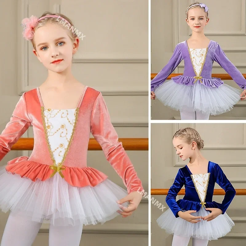 Girls gold velvet ballet fluffy skirt Long sleeve ballet Tutu Dress Training suit Kids Ballet Tutu Dress performance costumes 
Girls gold velvet ballet fluffy skirt Long sleeve ballet Tutu Dress Training suit Kids Ballet Tutu Dress performance costumes
