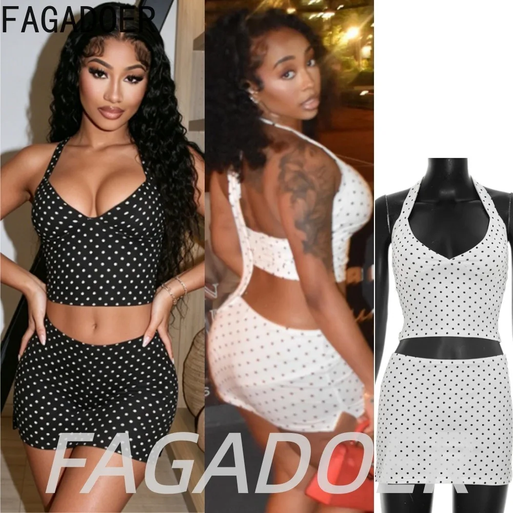 FAGADOER Fashion Retro Polka Dot Mini Skirt Two Piece Sets Sweet Girl Summer Bandage Halter Crop Top and Slit Skirt Outfits New
FAGADOER Fashion Retro Polka Dot Mini Skirt Two Piece Sets Sweet Girl Summer Bandage Halter Crop Top and Slit Skirt Outfits New