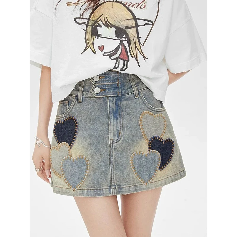 Fashion Love Embroidered Denim Skirt Women Summer High Waist Appear Thin Short Skirt Fashion Trend All-match Sweet A-line Skirt
Fashion Love Embroidered Denim Skirt Women Summer High Waist Appear Thin Short Skirt Fashion Trend All-match Sweet A-line Skirt