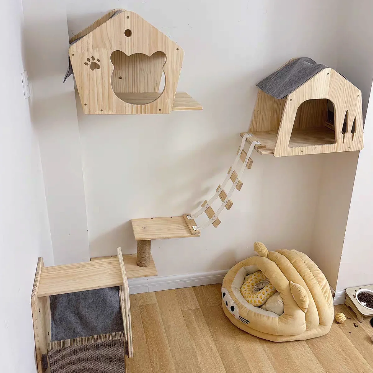 Cat Climbing Shelves Wall Mounted Cat Tree Tower Hiding House Perches Scratching Posts Hammock Ladder Indoor Cats Playground
Cat Climbing Shelves Wall Mounted Cat Tree Tower Hiding House Perches Scratching Posts Hammock Ladder Indoor Cats Playground
